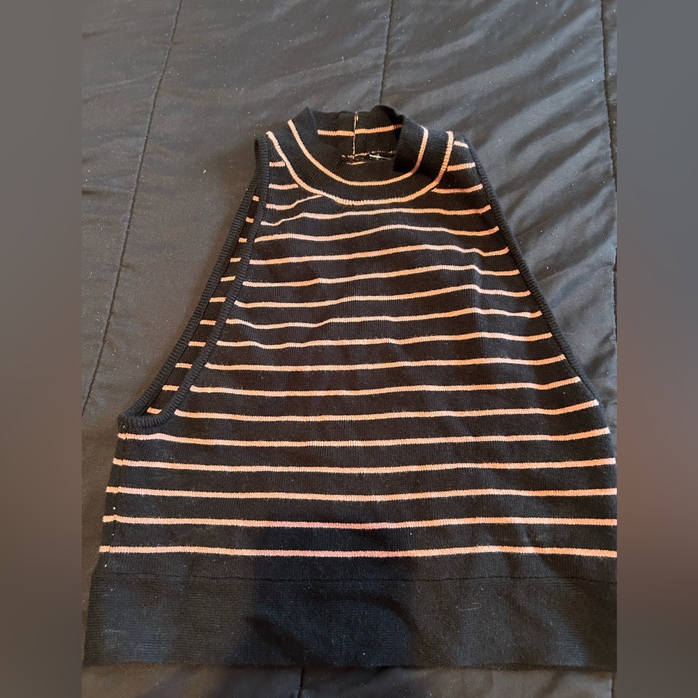 Victoria’s Secret sleeveless black and pink stripe crop top